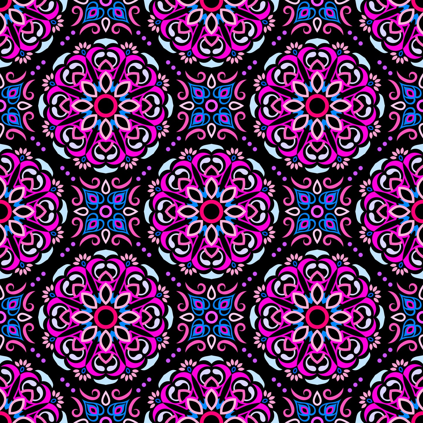 Pink - Blue - Purple Mandala Fabric - 160