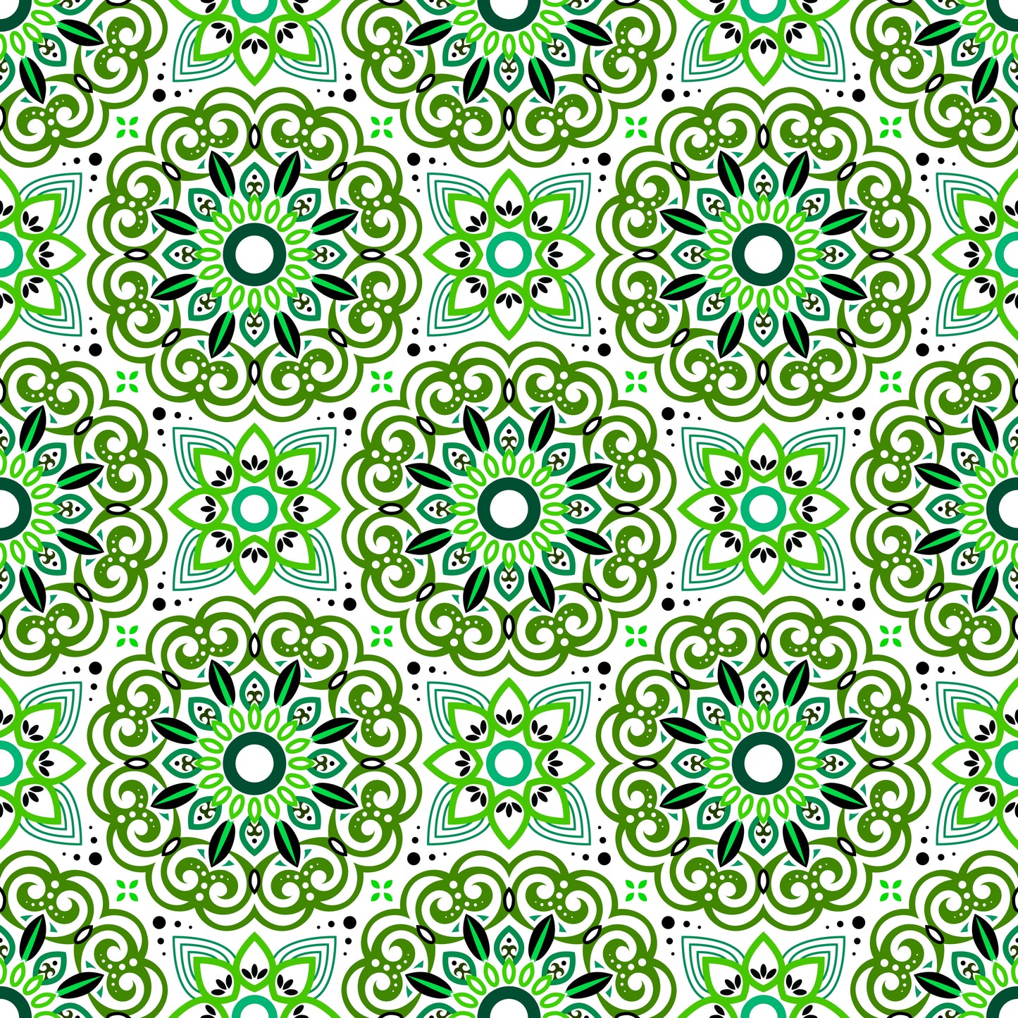 Green Mandala Fabric - 149i