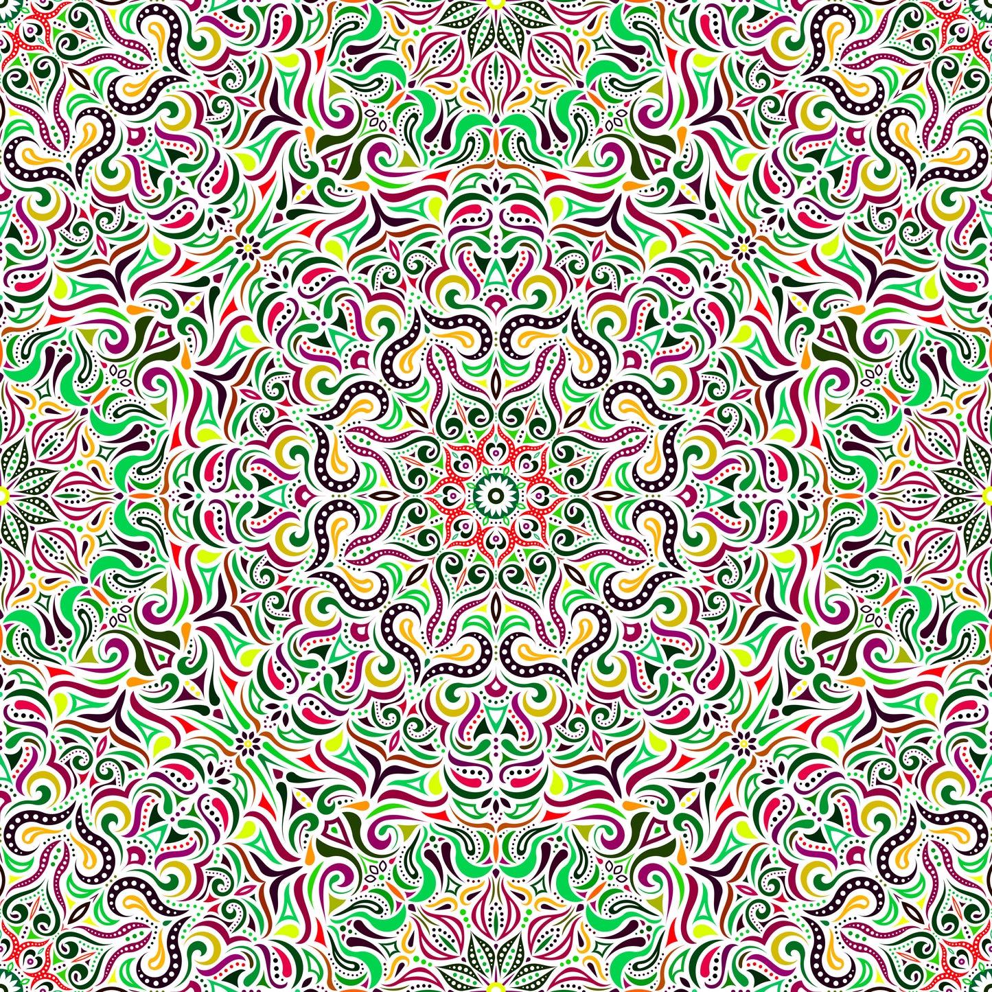 Green - Red - Yellow Mandala Fabric 2006.3i