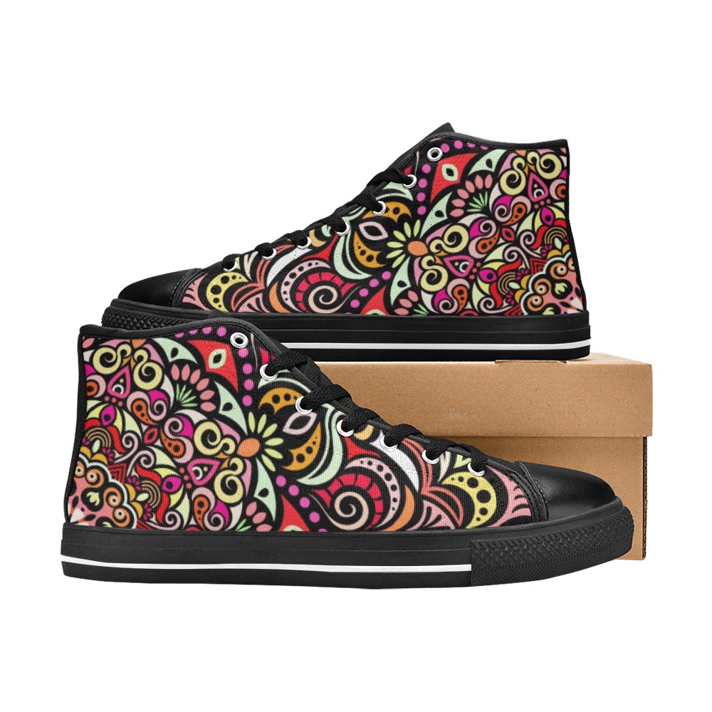Serenity Mandala High Top Canvas Kid's Shoes