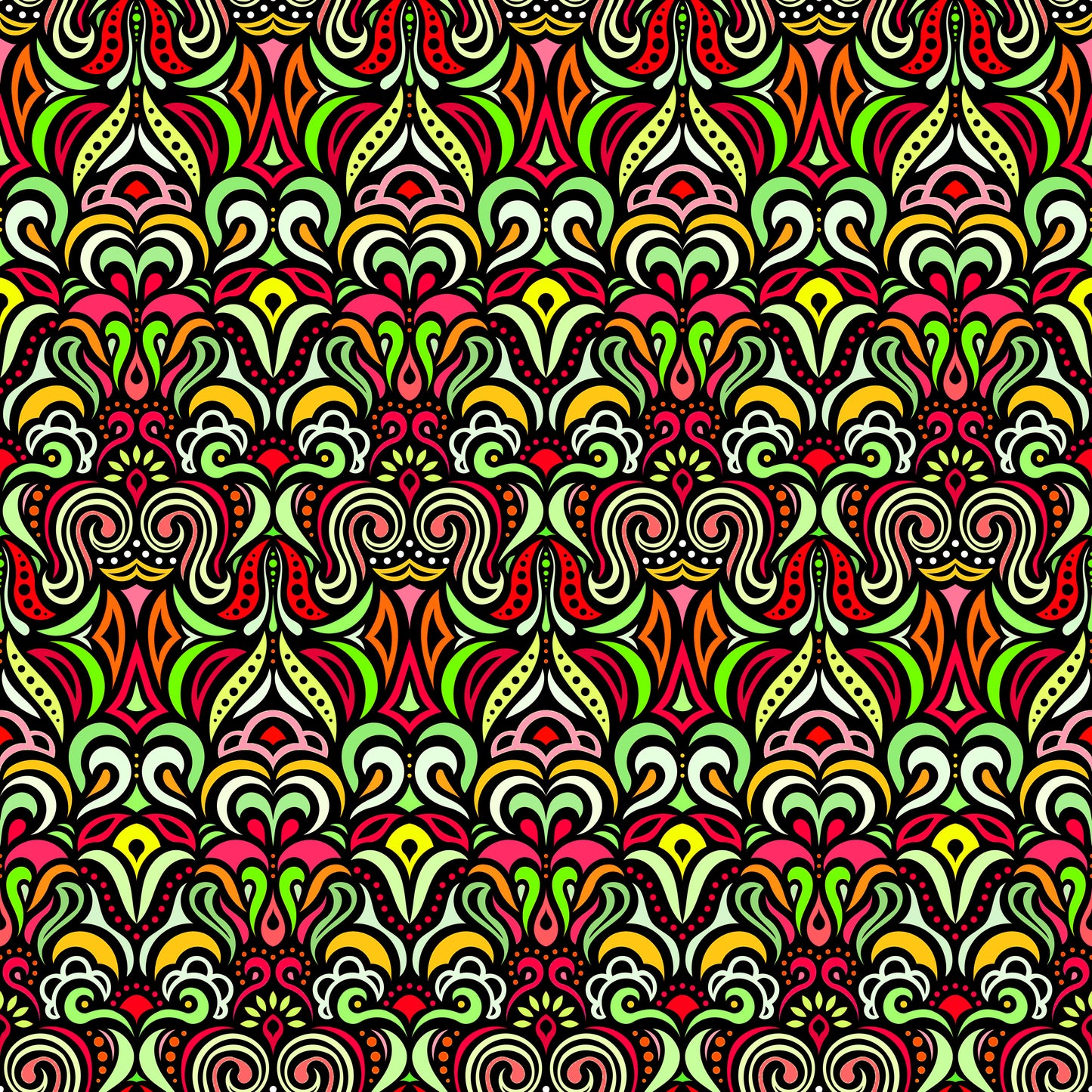 Red - Green - Yellow Abstract Doodle Fabric 1008.3