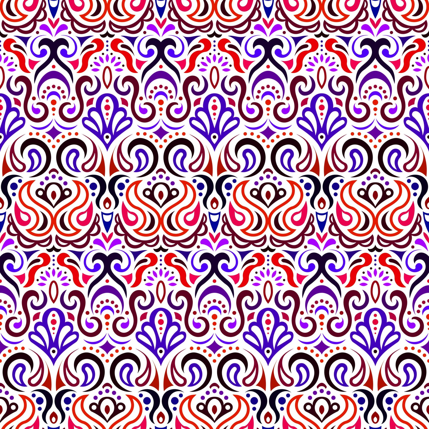 Red - Purple Abstract Doodle Fabric 1002i