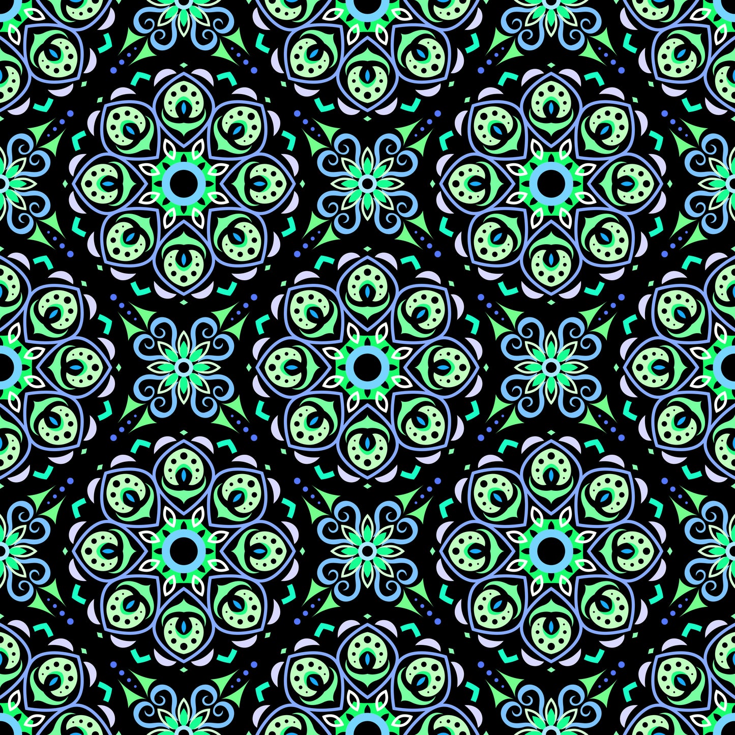Green - Blue Mandala Fabric - 183