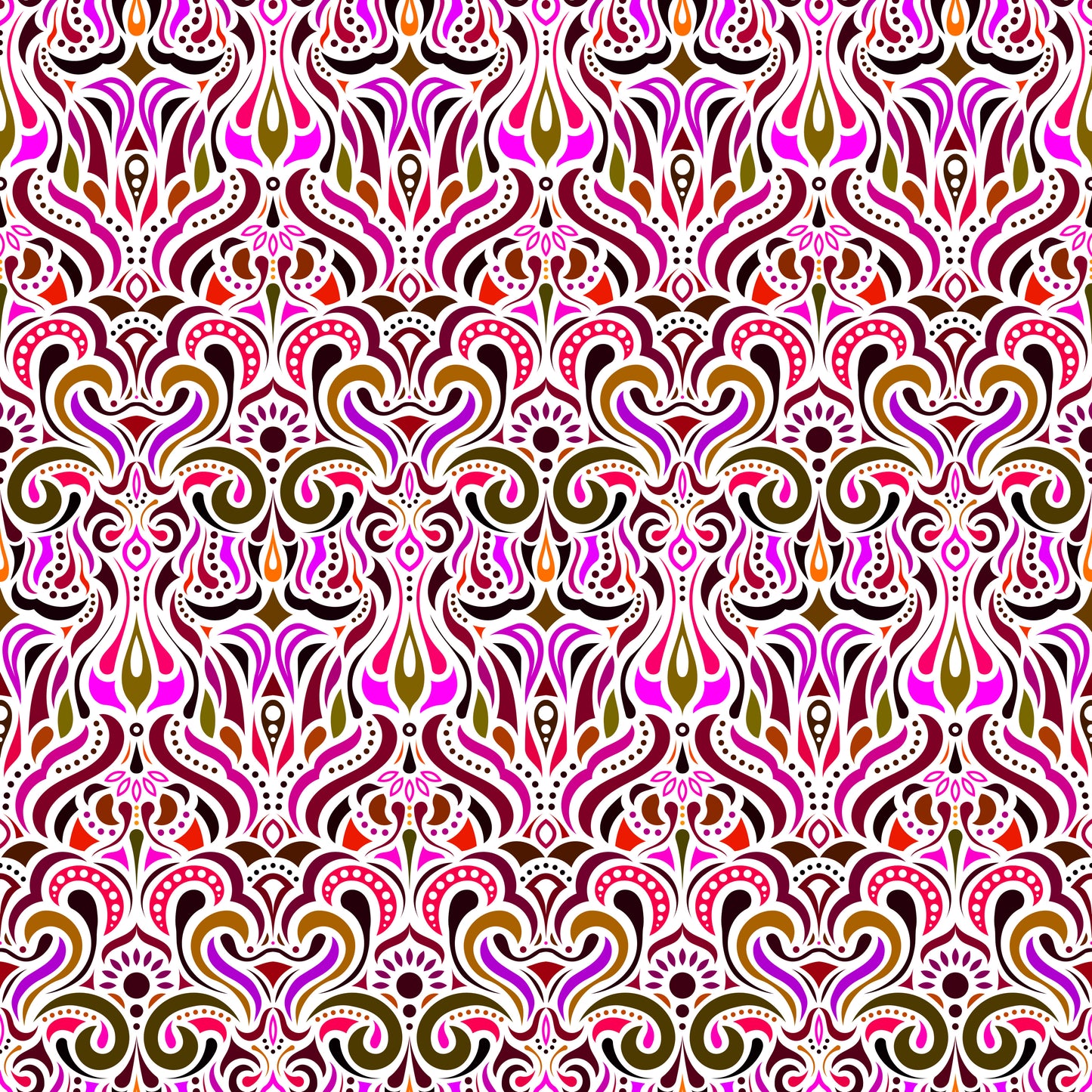 Red - Purple - Brown Abstract Doodle Fabric 1012i
