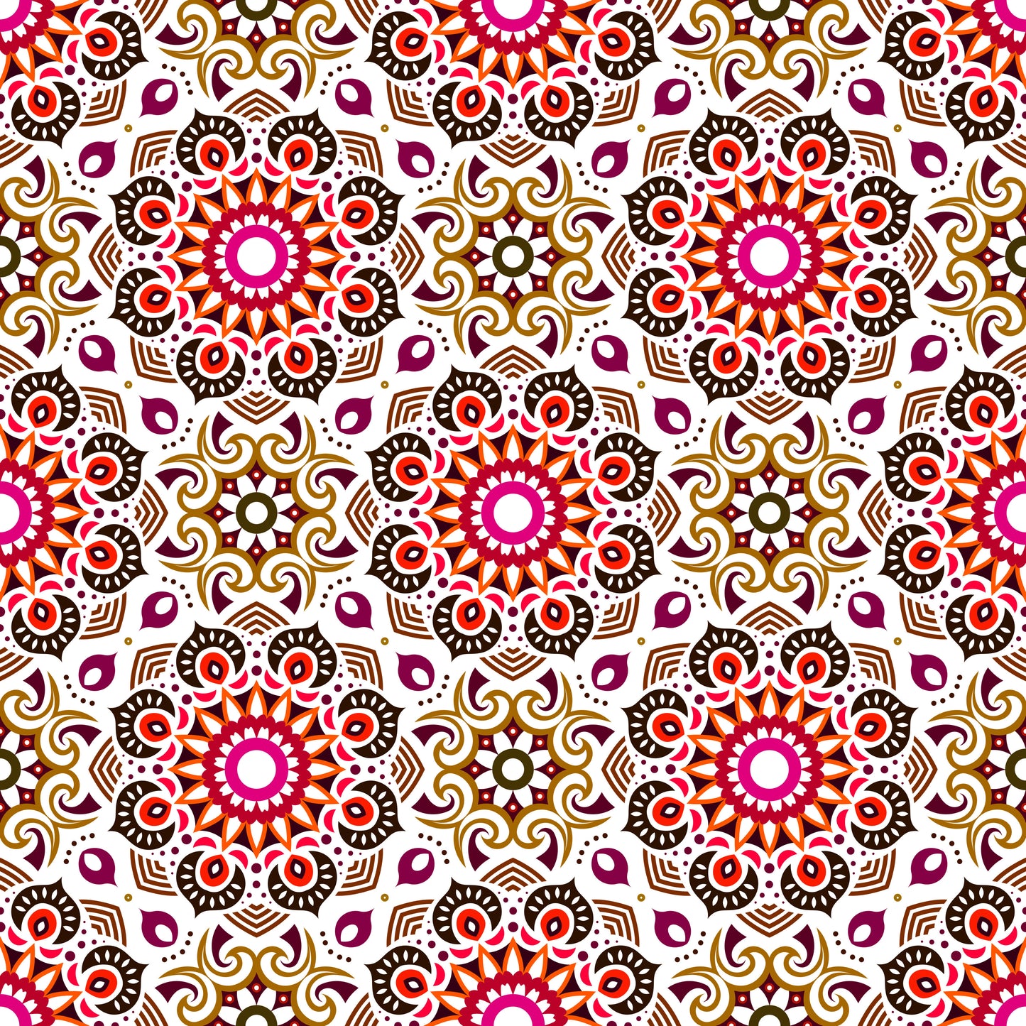 Red - Brown Mandala Fabric - 193i