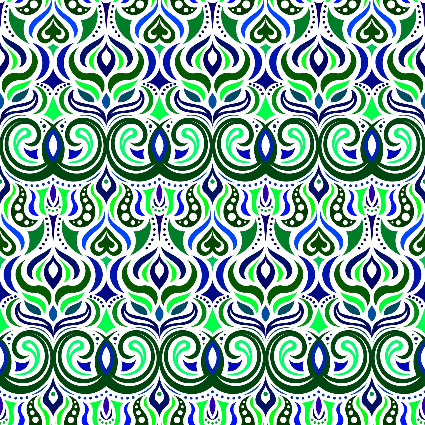 Green - Blue Abstract Doodle Fabric 1009.7i