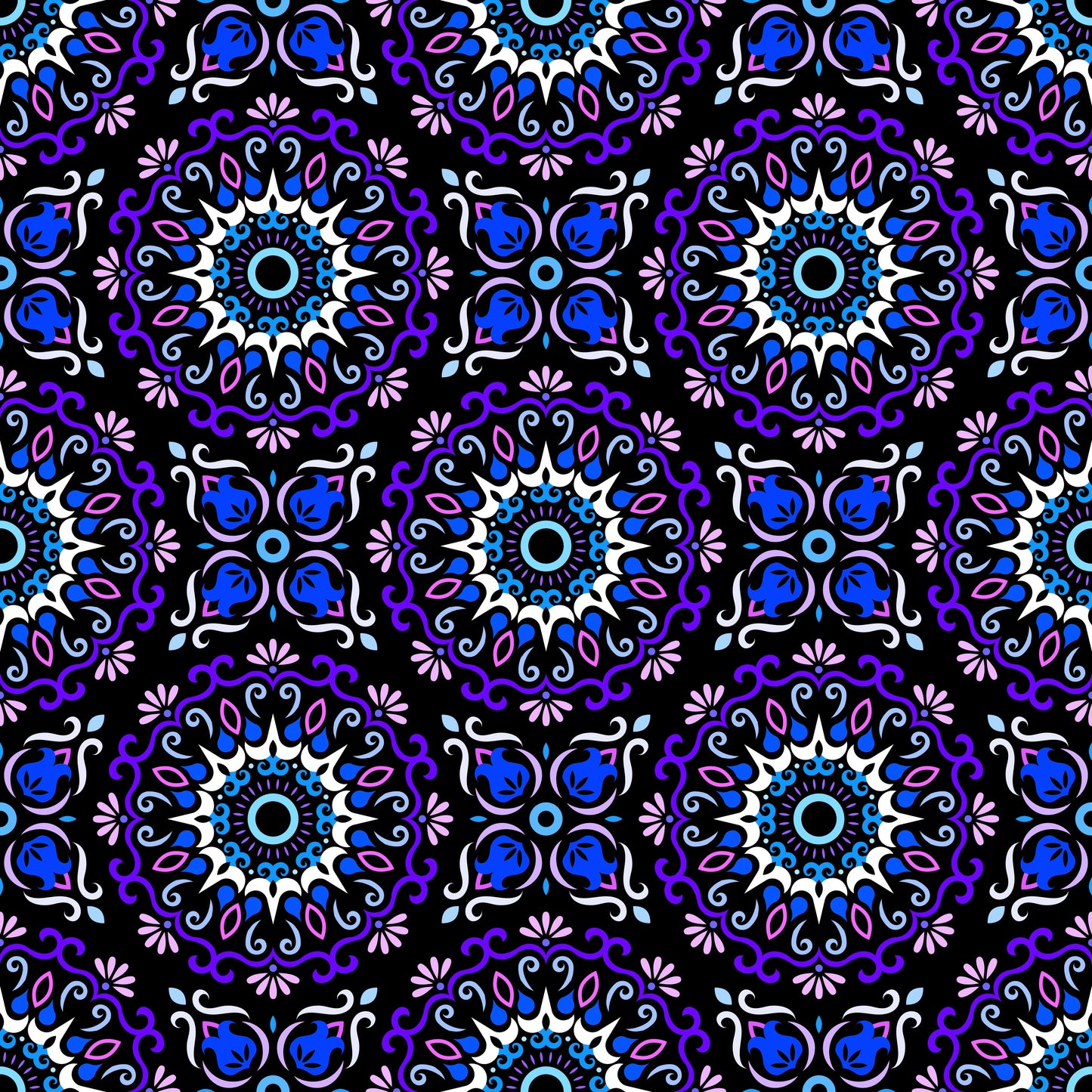 Purple - Blue Mandala Fabric - 174