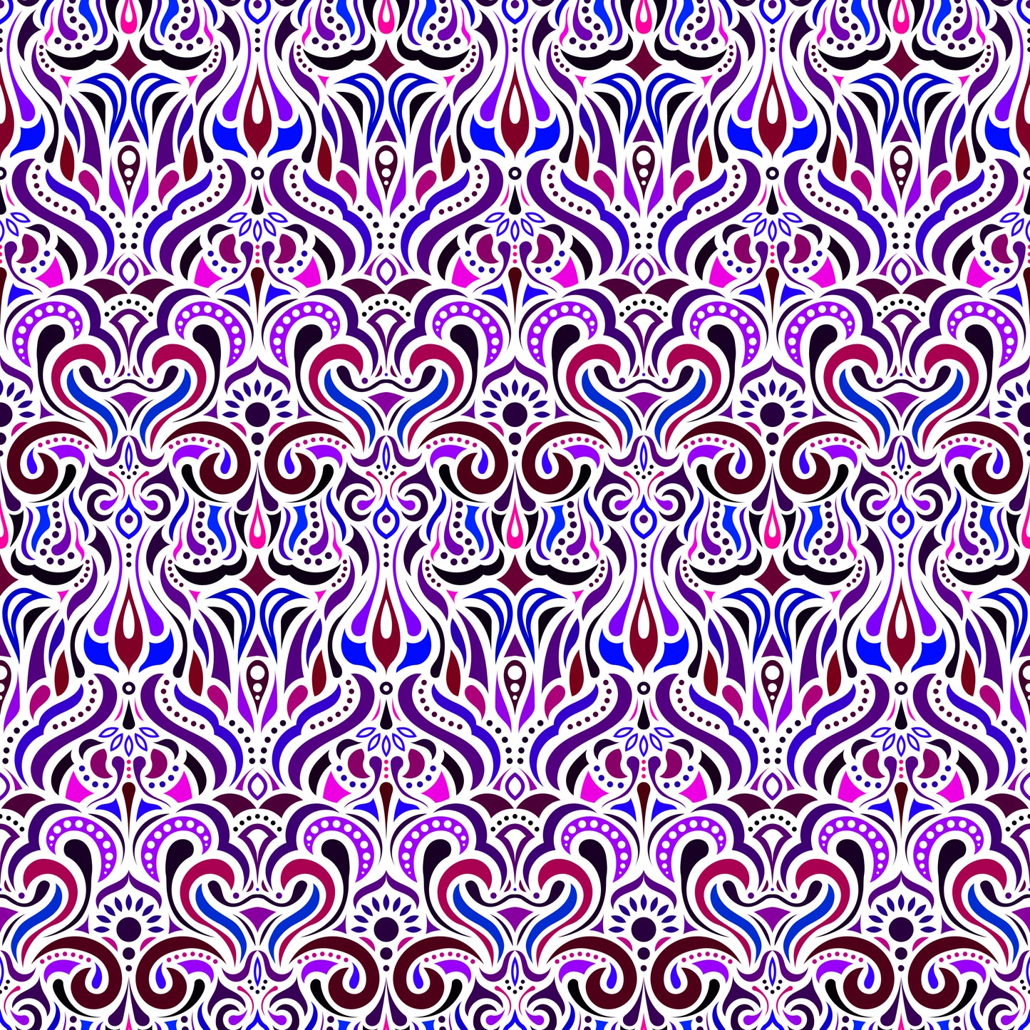 Blue - Purple - Pink Abstract Doodle Fabric 1012i