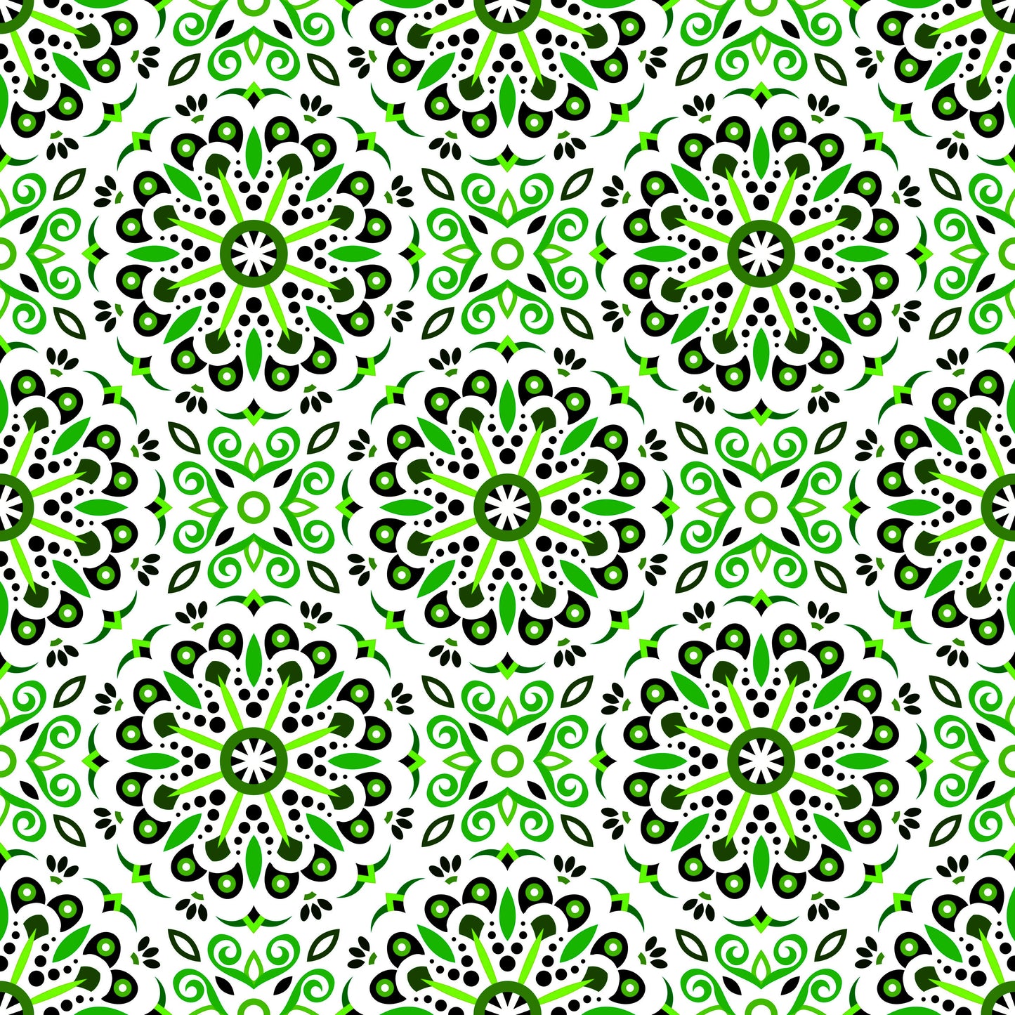 Green Mandala Fabric - 156i