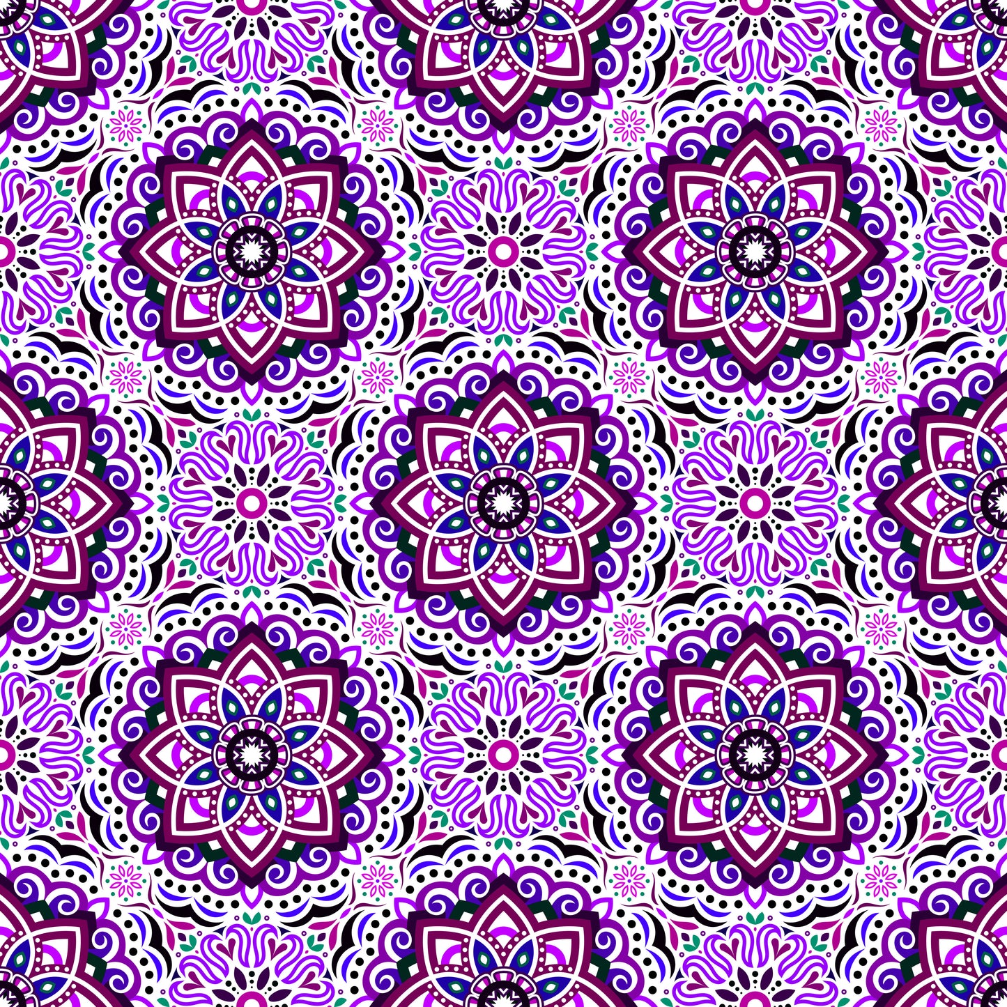 Purple - Green Mandala Fabric 2009.3i