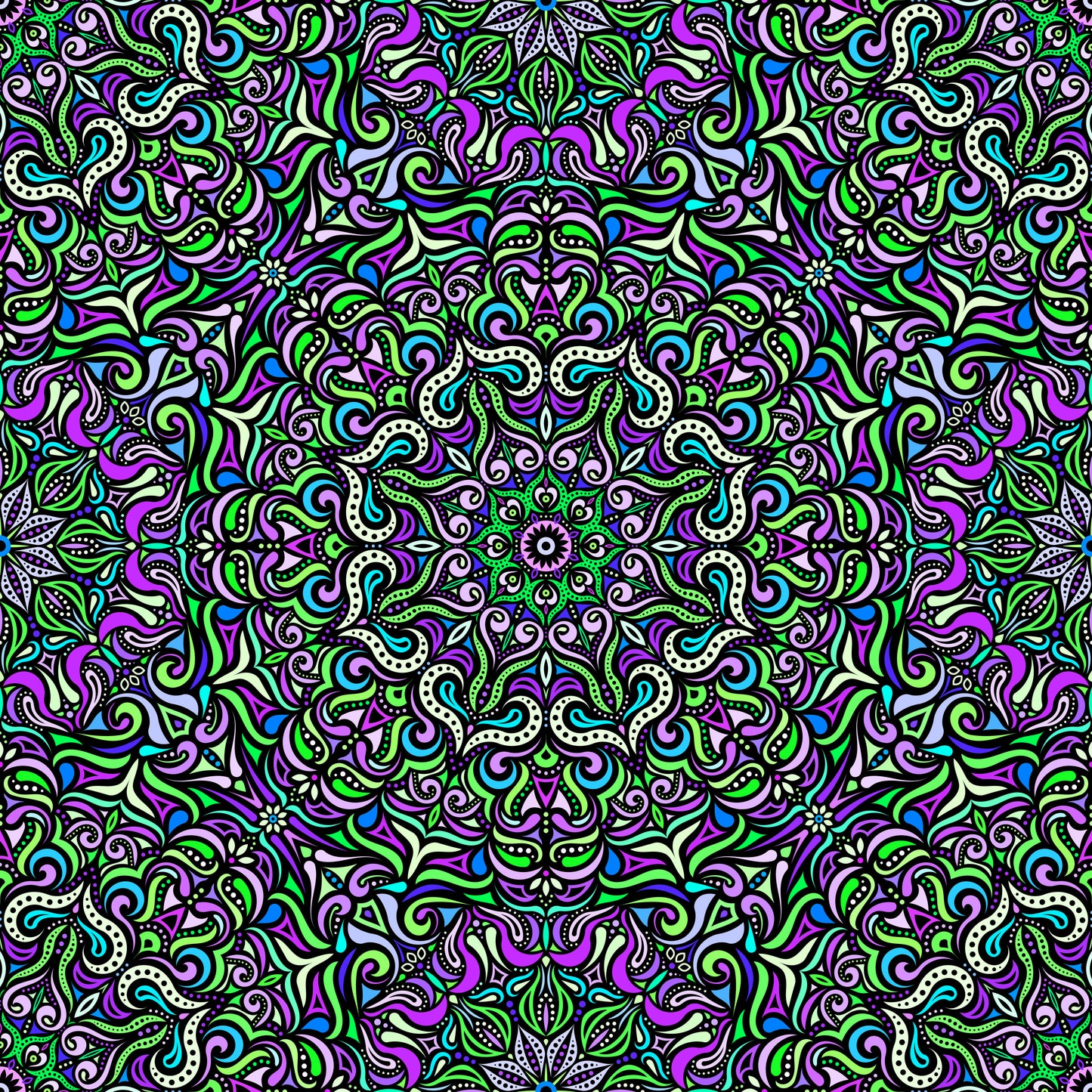 Green - Purple - Blue Mandala Fabric 2006.3