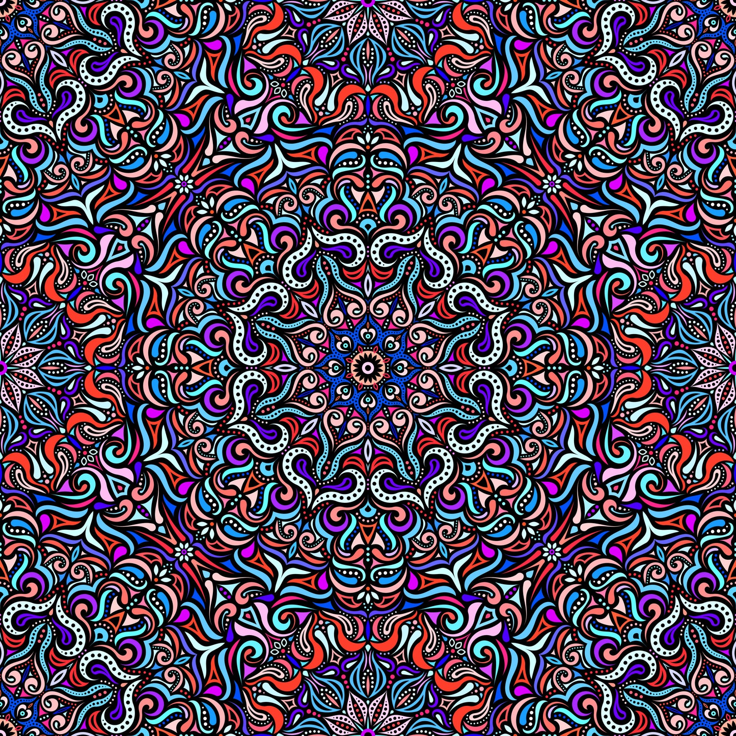 Red - Blue - Purple Mandala Fabric 2006.3