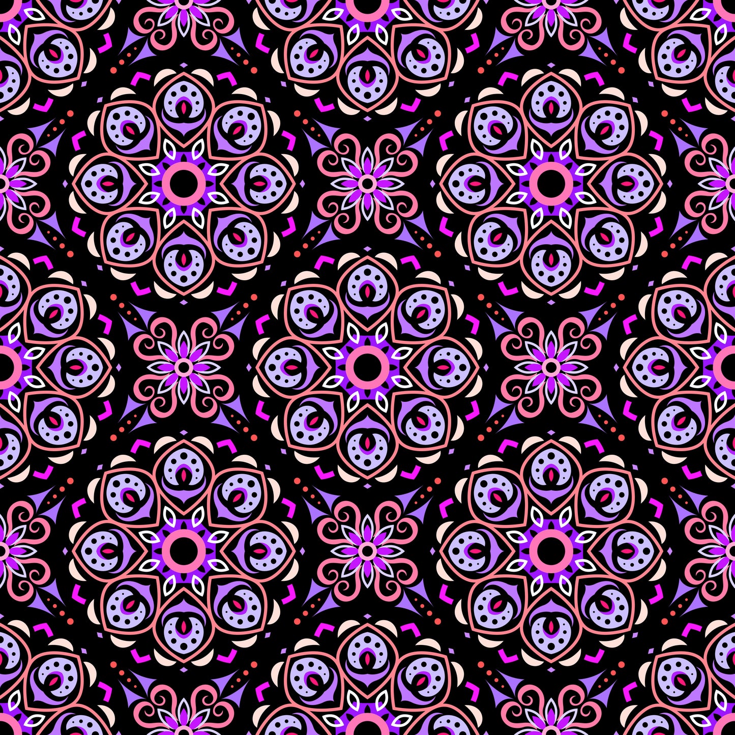 Purple - Red Mandala Fabric - 183