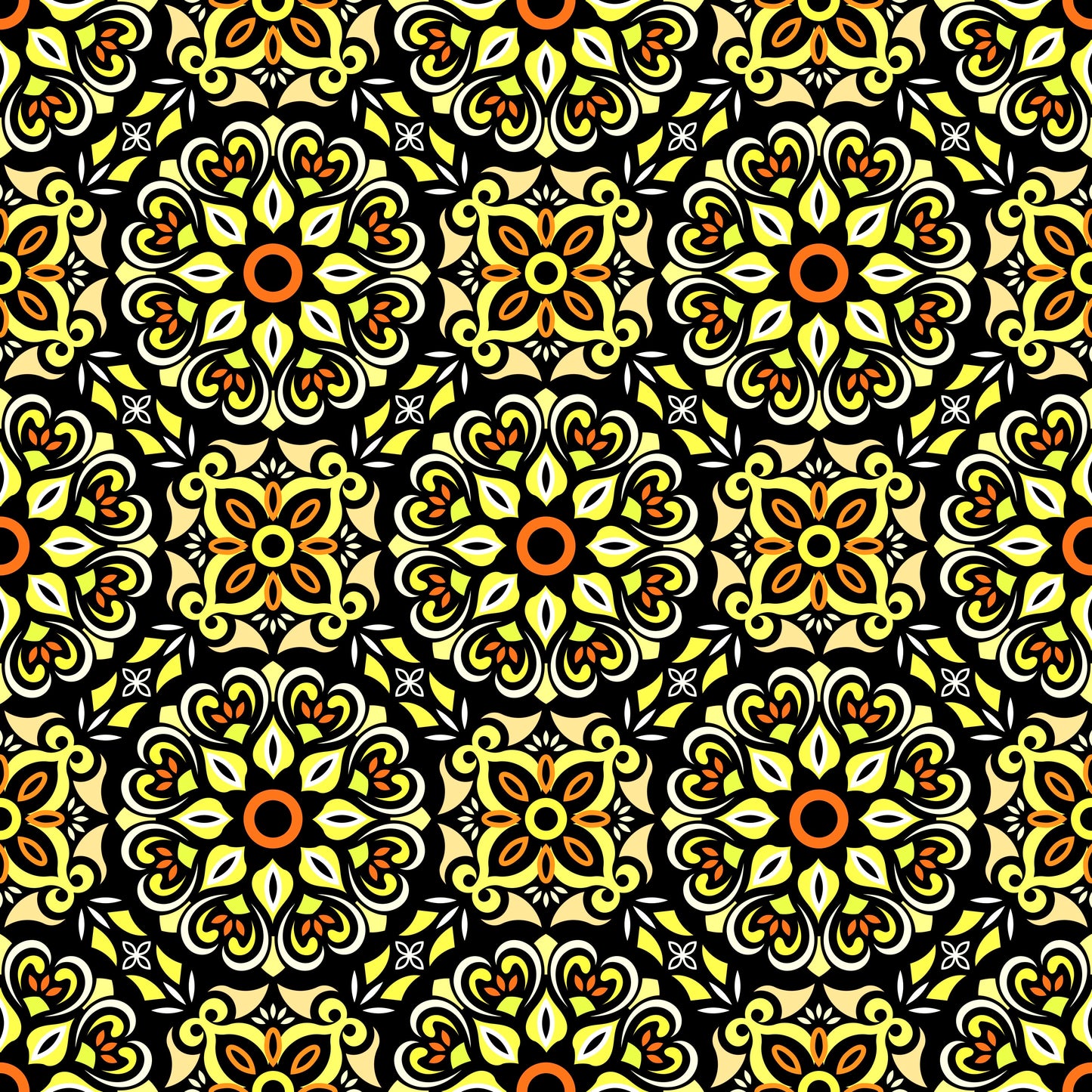 Yellow - Orange Mandala Fabric - 206