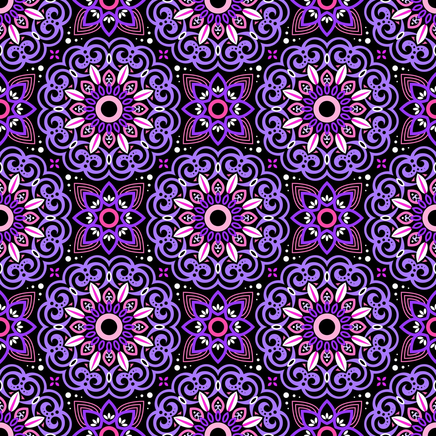 Purple - Pink Mandala Fabric - 149