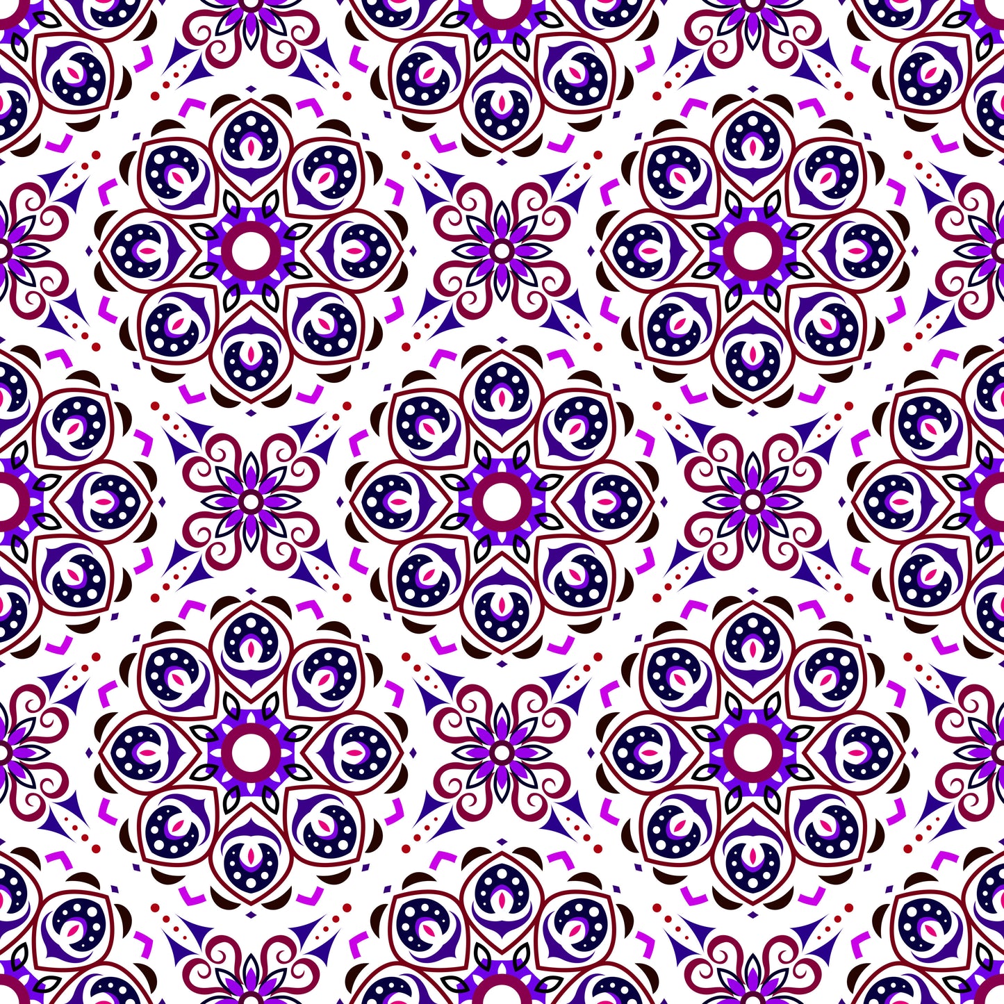 Purple - Maroon Mandala Fabric - 183i