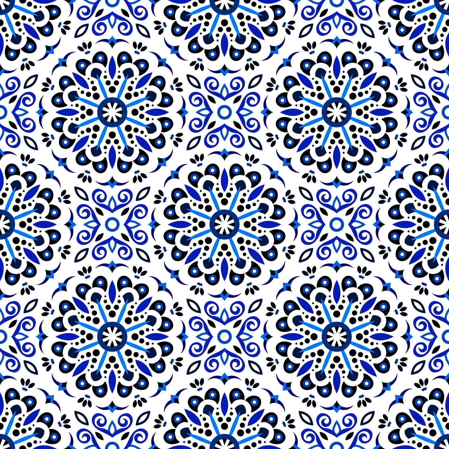 Blue Mandala Fabric - 156i