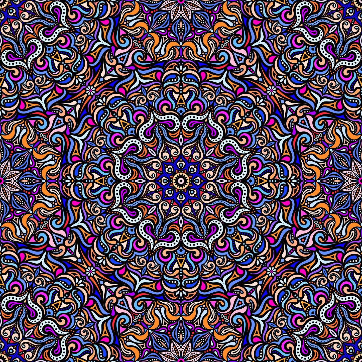 Orange - Blue - Purple Mandala Fabric 2006.3