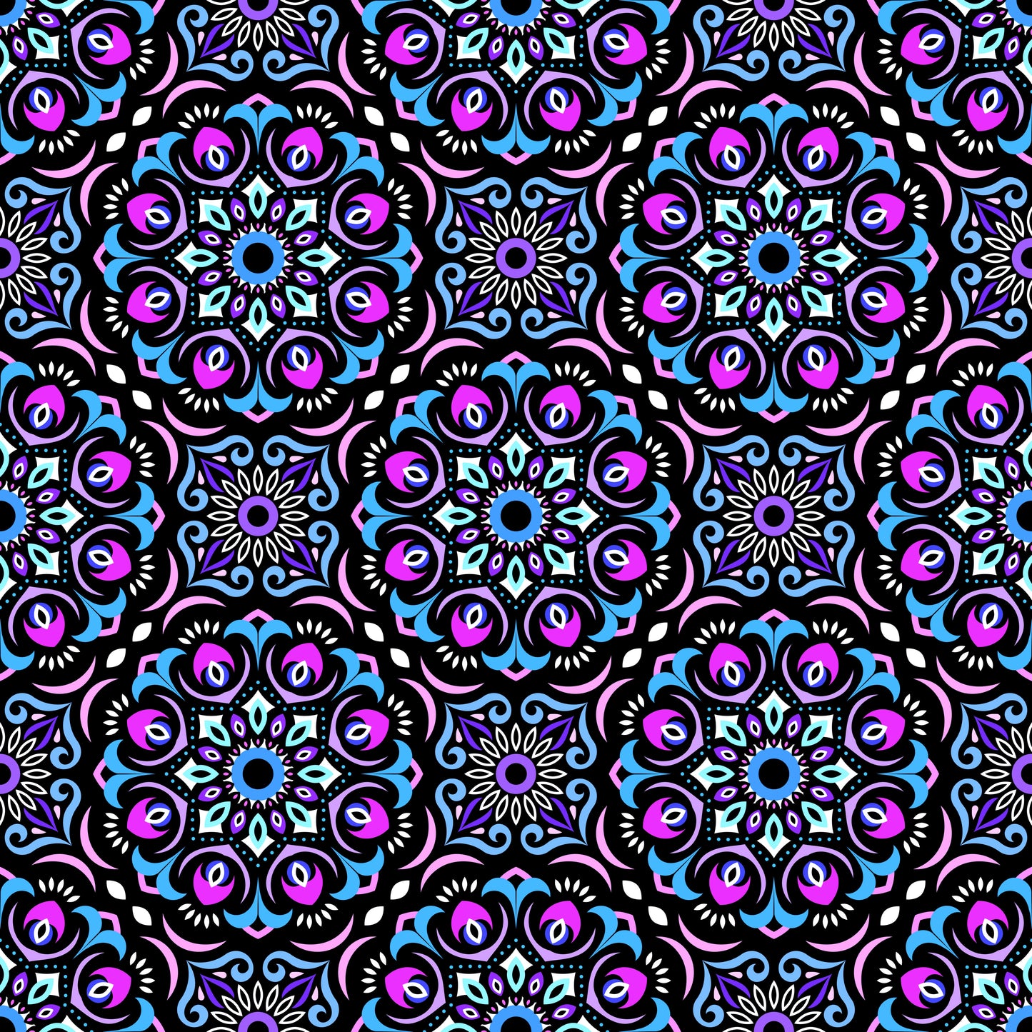 Blue - Purple Mandala Fabric - 209