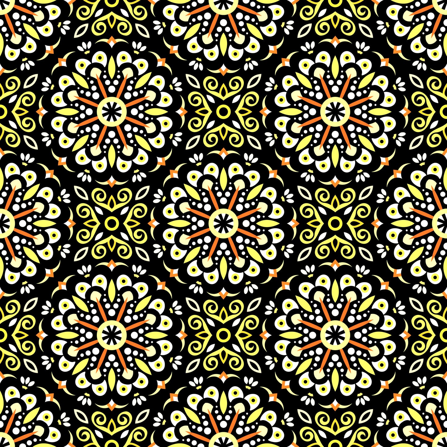 Yellow - Orange Mandala Fabric - 156