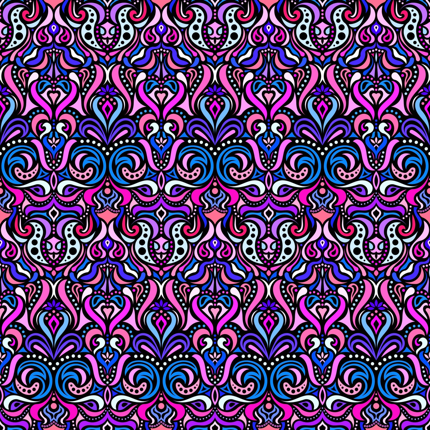 Blue - Pink - Purple Abstract Doodle Fabric 1011.4