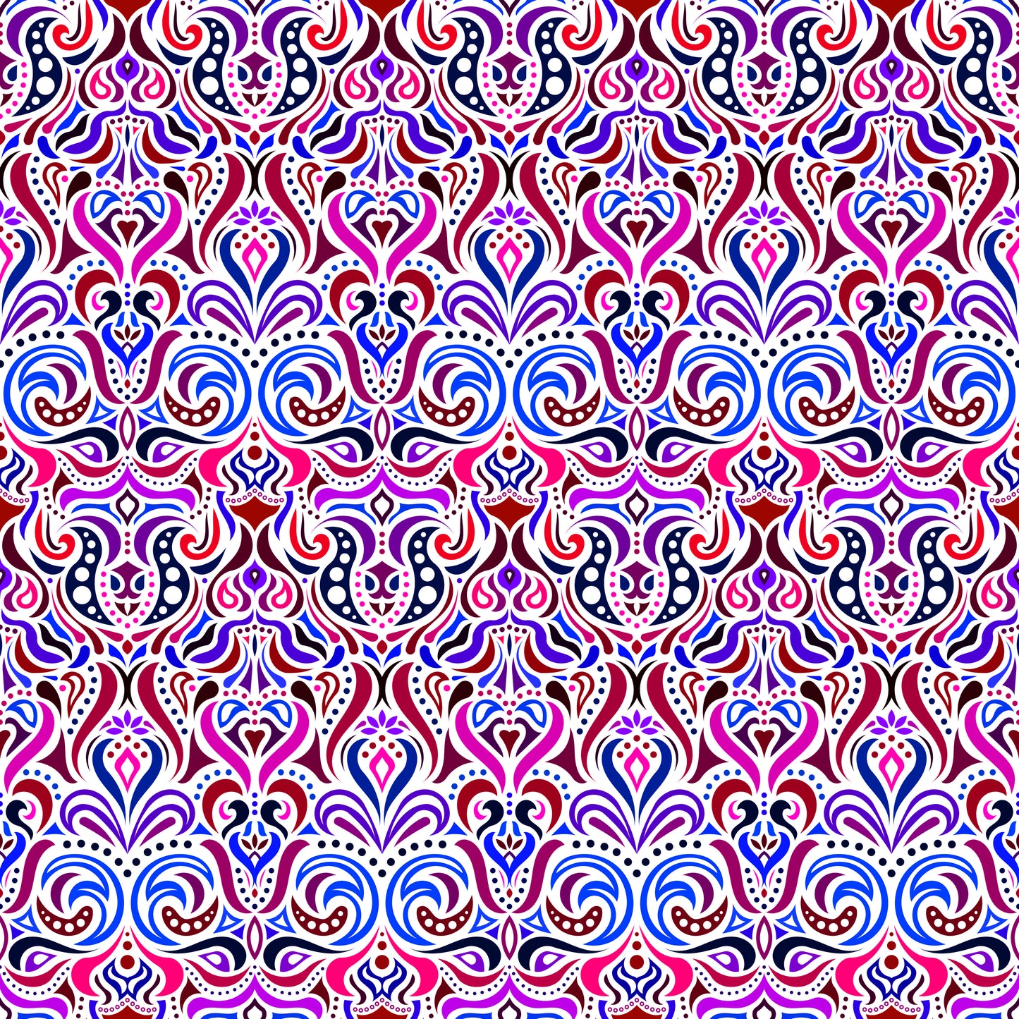 Red - Blue - Purple Abstract Doodle Fabric 1011.4i