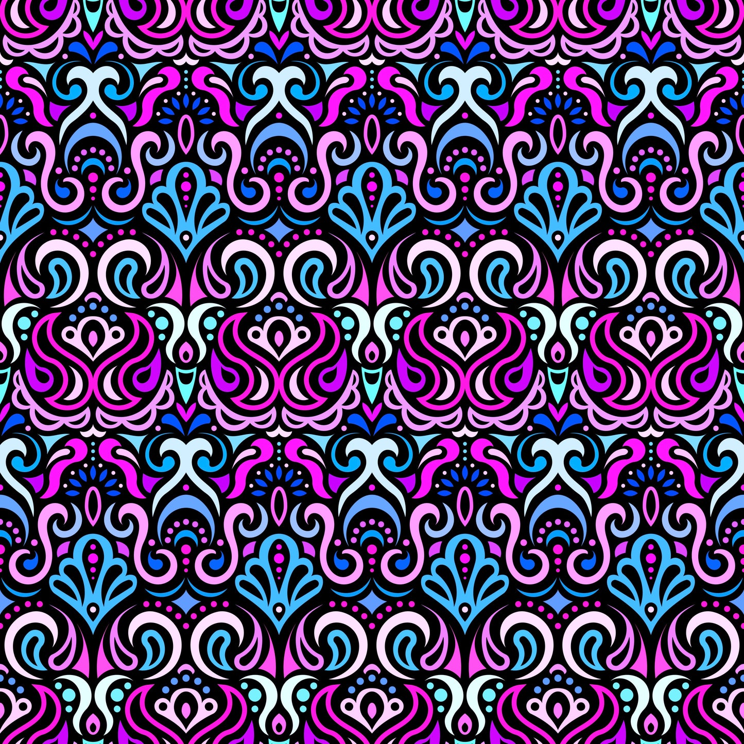 Pink - Blue - Purple Abstract Doodle Fabric 1002