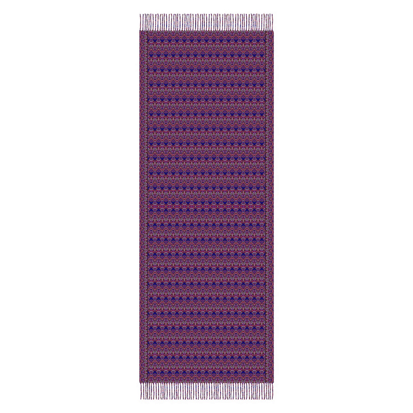 Purple - Pink - Blue Abstract Doodle Scarf with Tassels