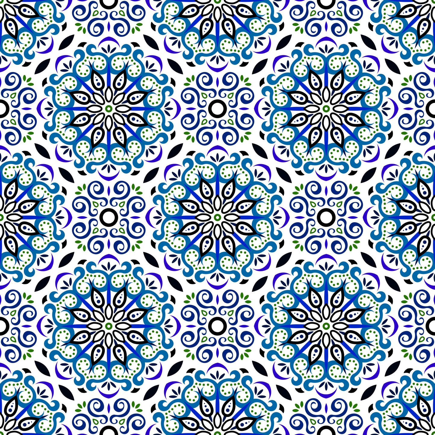 Blue - Green Mandala Fabric - 165i