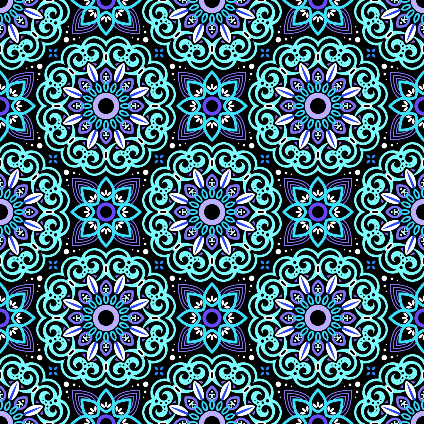 Turquoise - Blue Mandala Fabric - 149