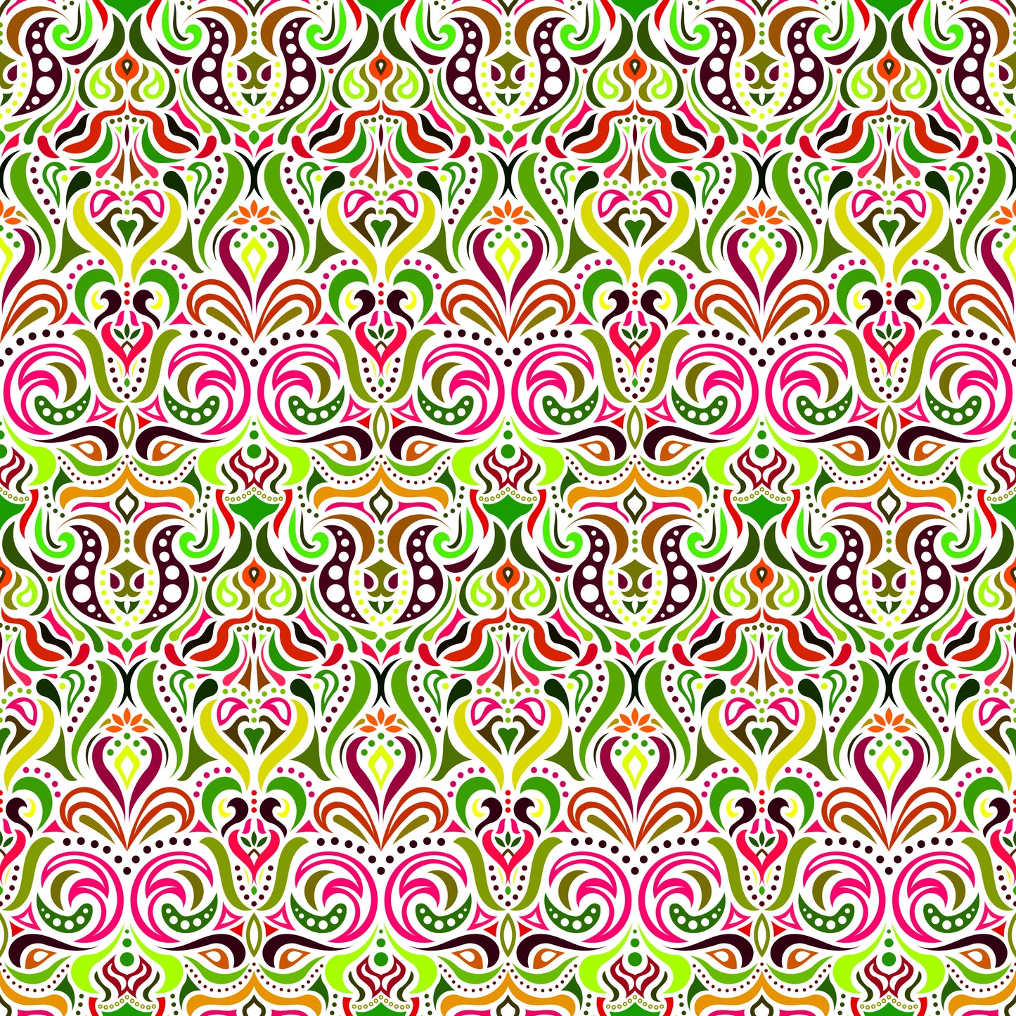 Green - Yellow - Red Abstract Doodle Fabric 1011.4i