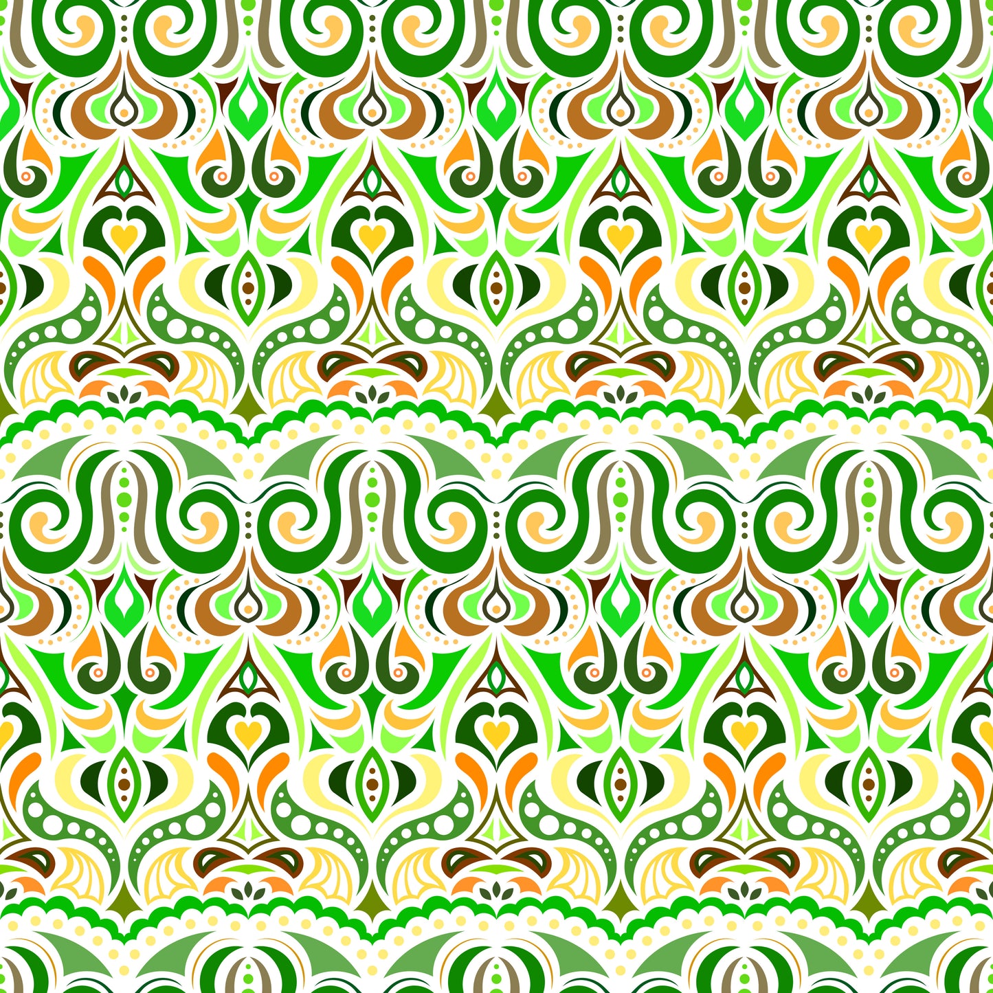 Yellow - Green - Orange Abstract Doodle Fabric 1010.2i