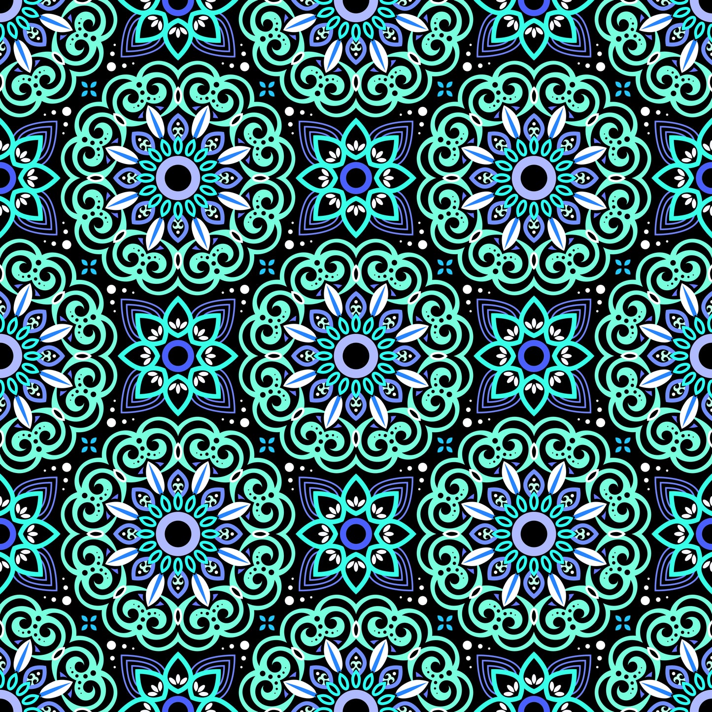 Turquoise - Blue Mandala Fabric - 149