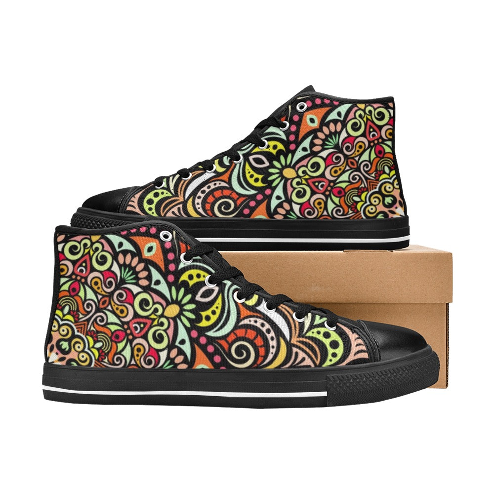 Serenity Mandala High Top Canvas Kid's Shoes