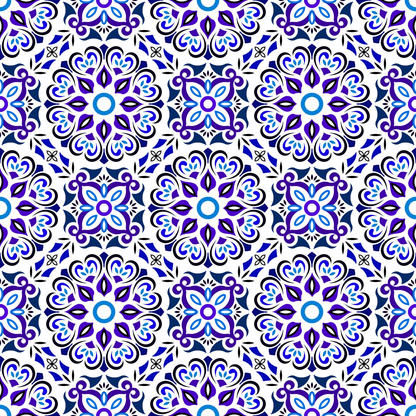 Blue Mandala Fabric - 206i