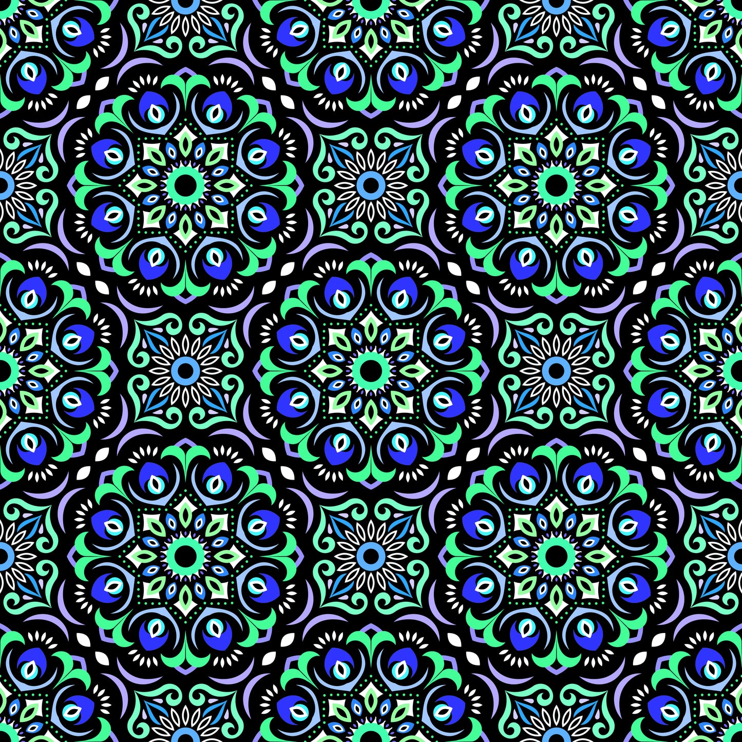 Turquoise - Blue Mandala Fabric - 209