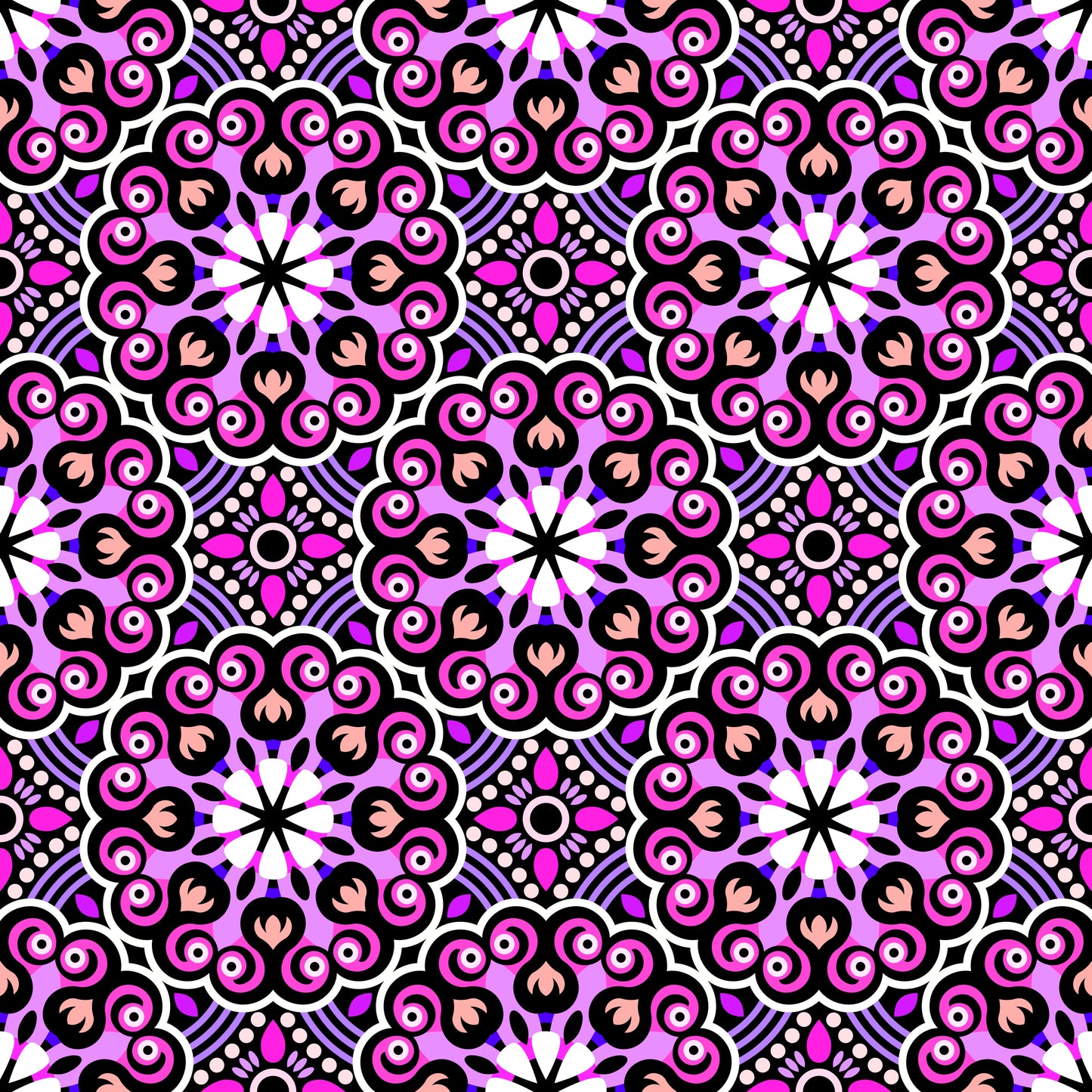 Pink - Purple Mandala Fabric - 132