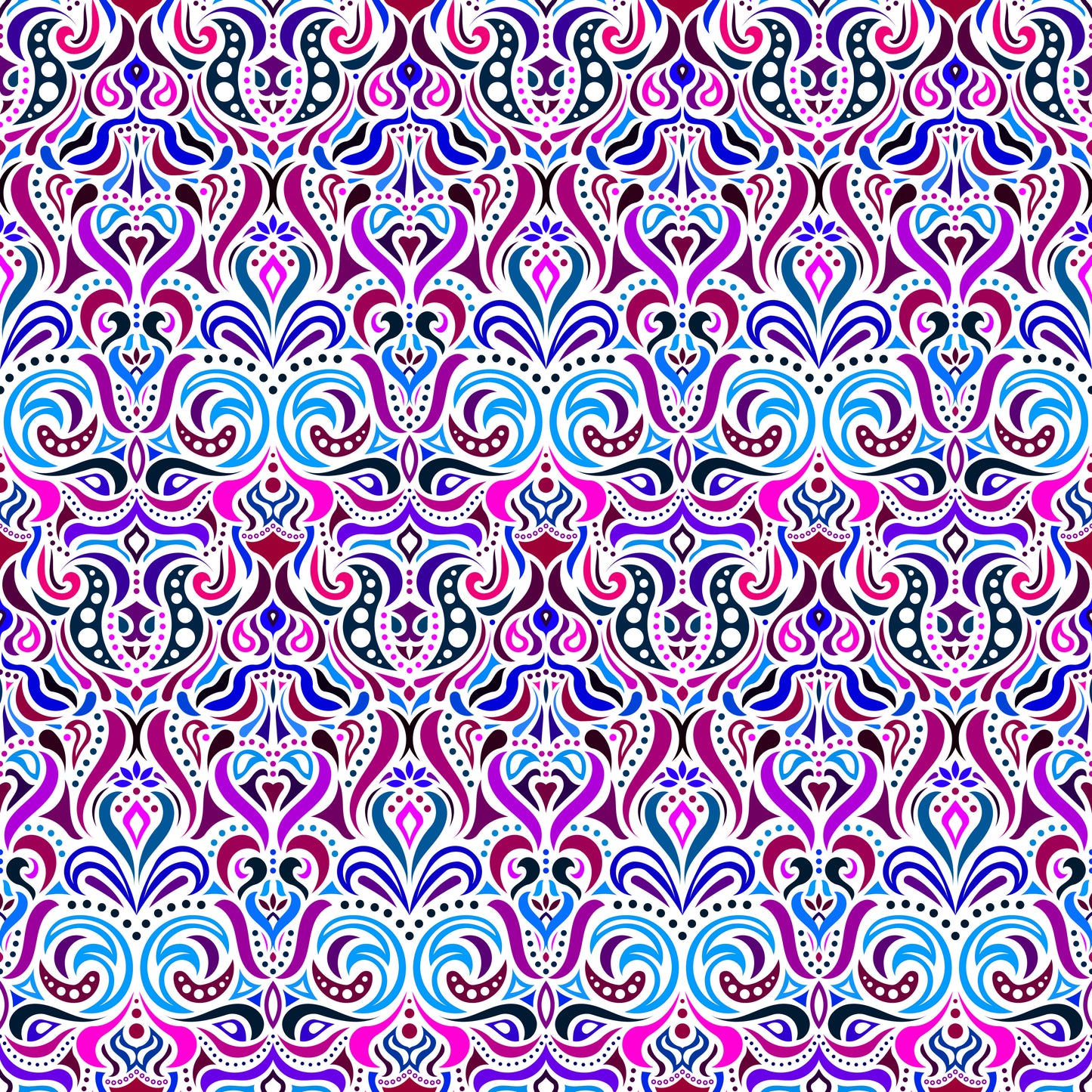 Purple - Blue - Pink Abstract Doodle Fabric 1011.4i