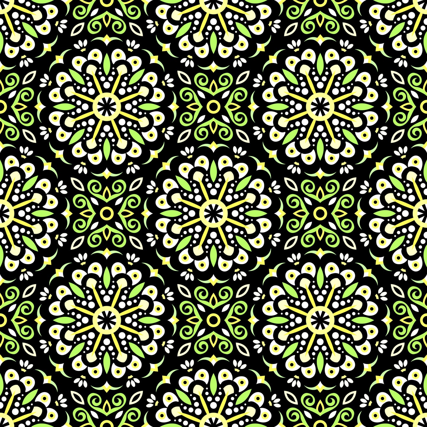 Green - Yellow Mandala Fabric - 156