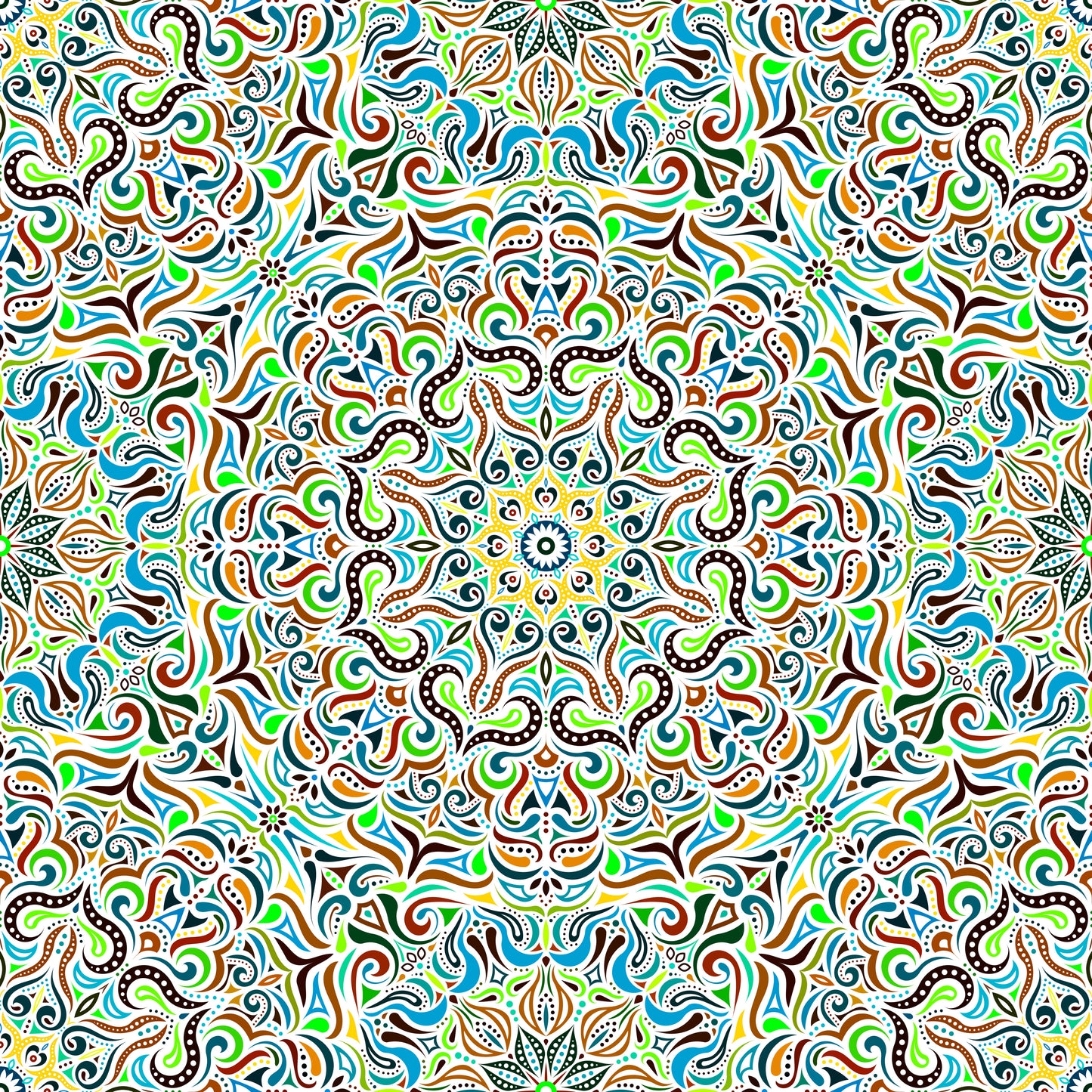 Green - Brown - Blue Mandala Fabric 2006.3i