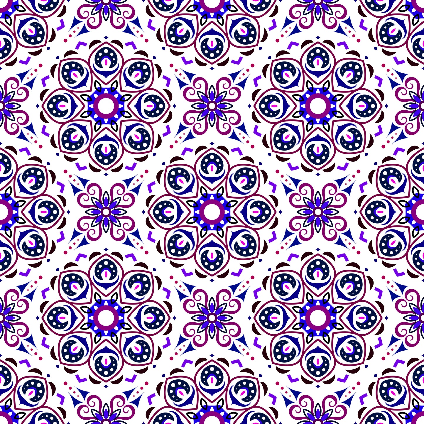 Blue - Purple Mandala Fabric - 183i