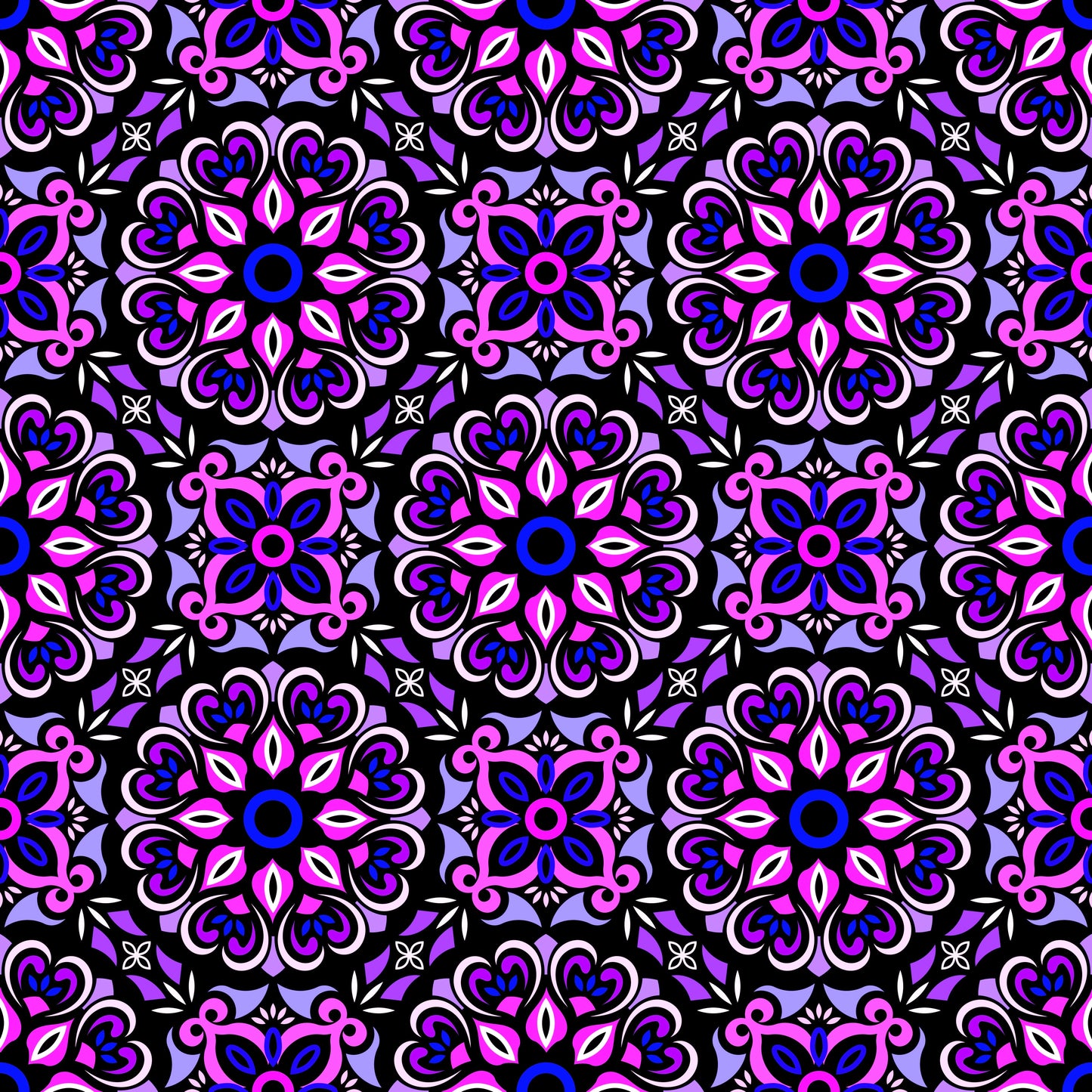 Purple - Pink - Blue Mandala Fabric - 206