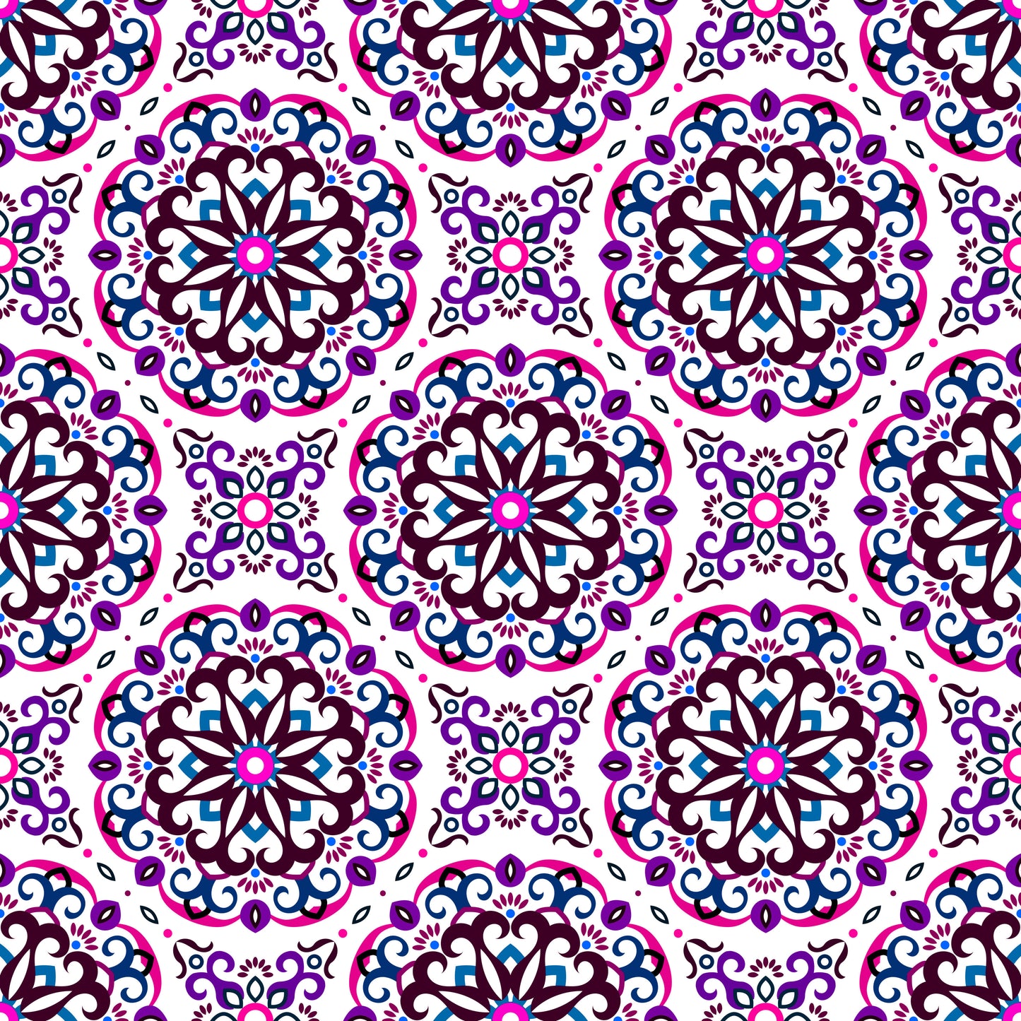 Pink - Purple - Blue Mandala Fabric - 188i