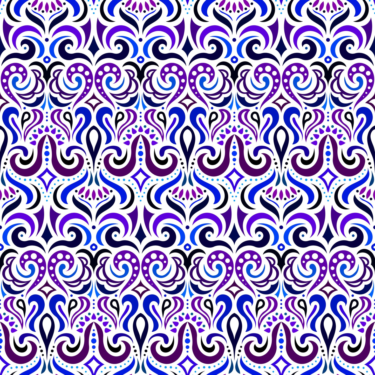 Purple - Blue Abstract Doodle Fabric 1001i