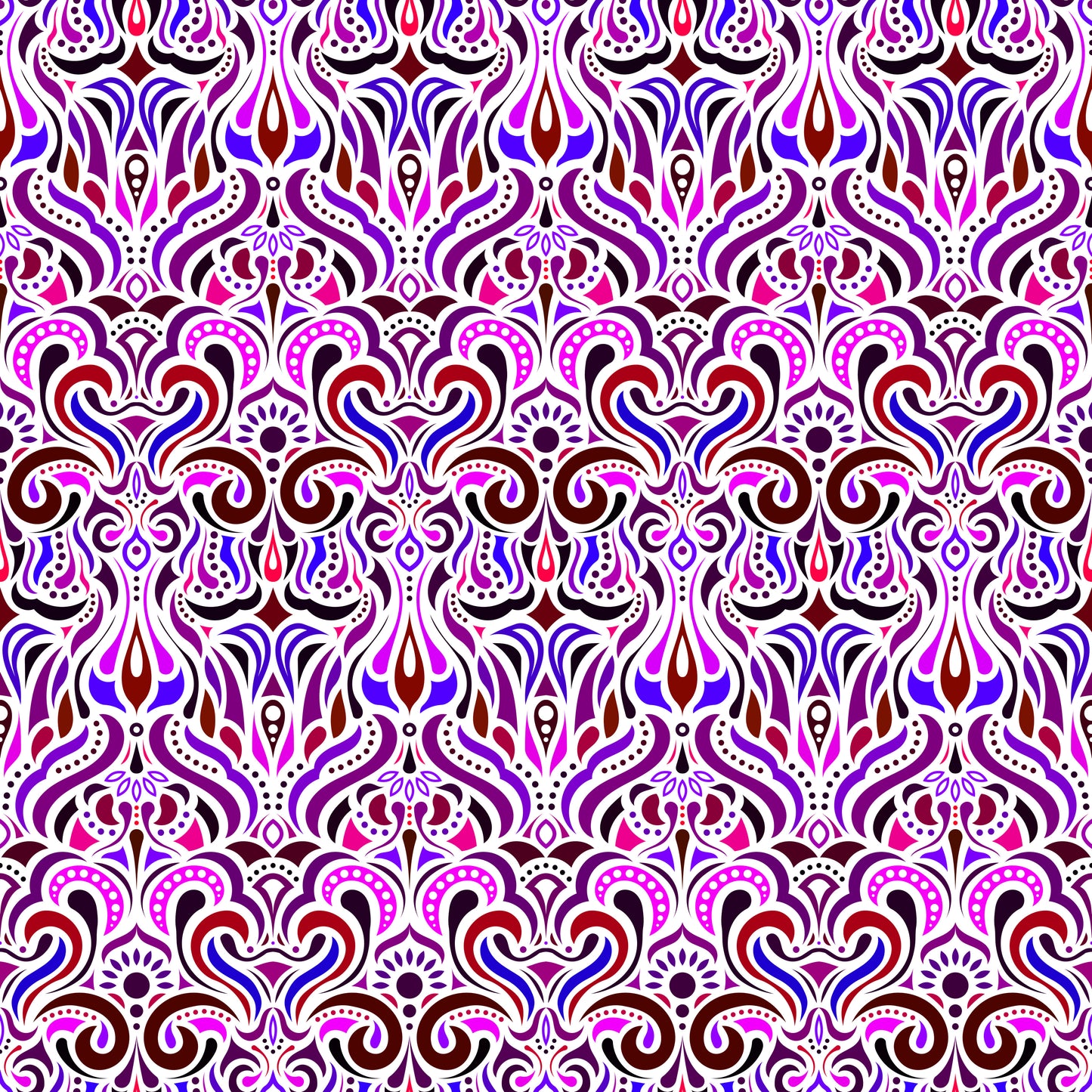 Pink - Purple - Red Abstract Doodle Fabric 1012i