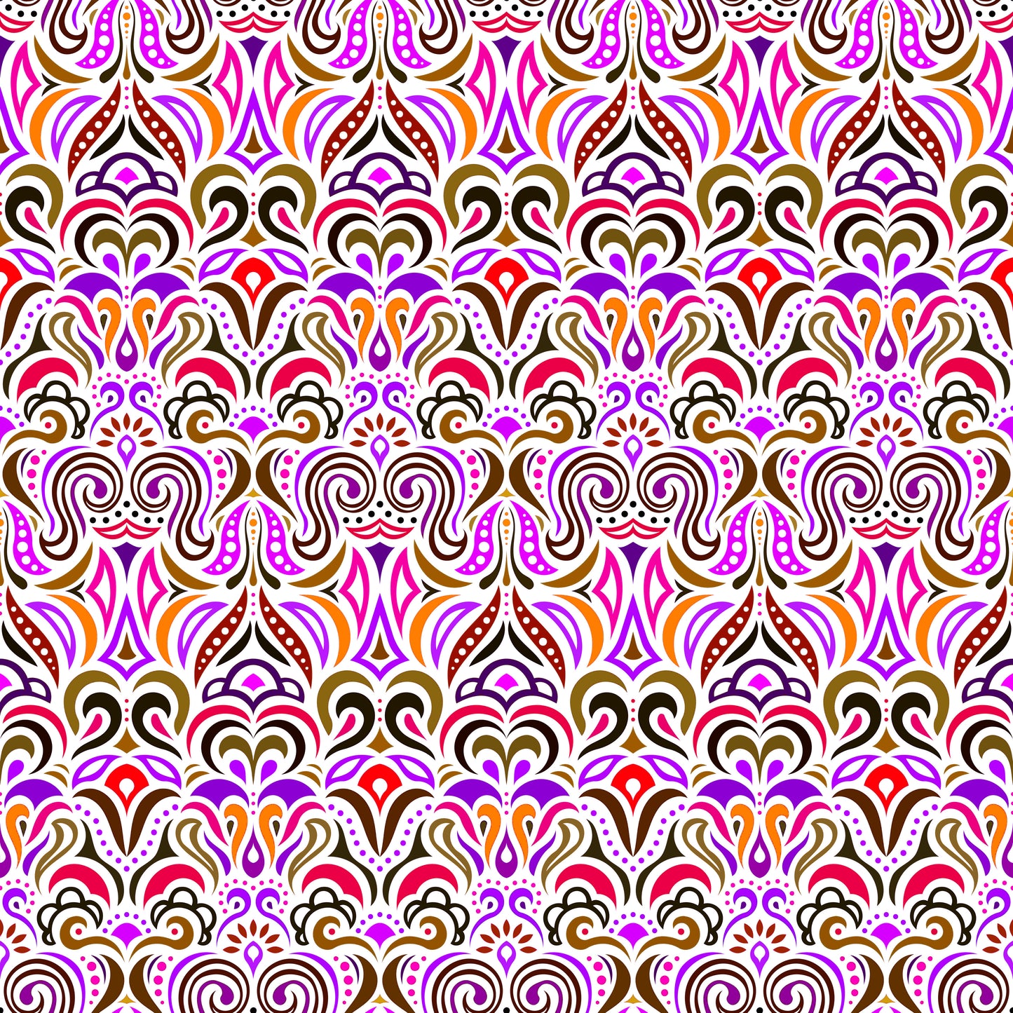 Purple - Orange - Red Abstract Doodle Fabric 1008.3i