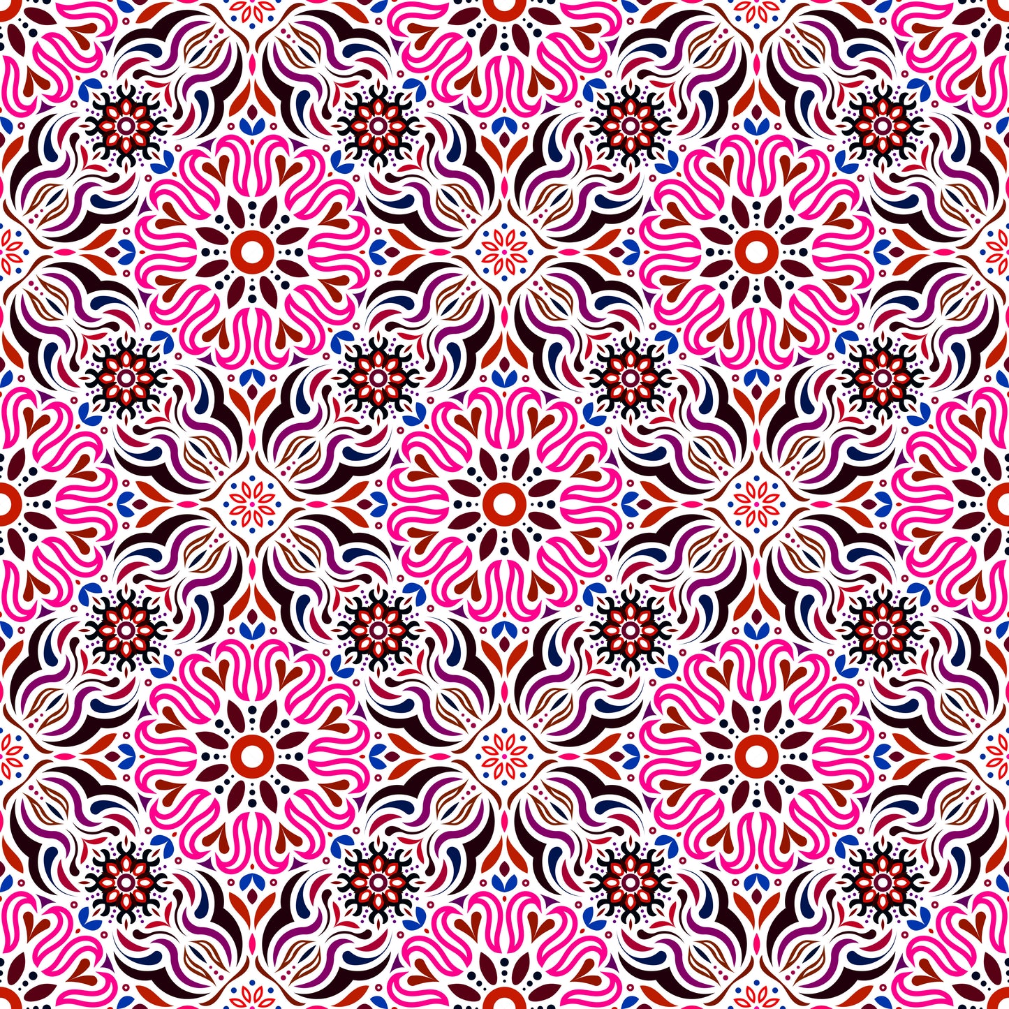 Red - Purple - Blue Mandala Fabric 2009.2i