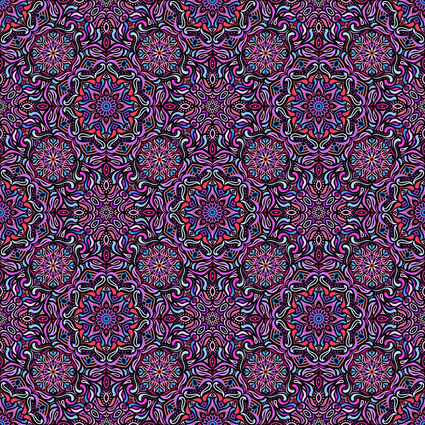 Blue - Red - Purple Mandala Fabric 2009.4