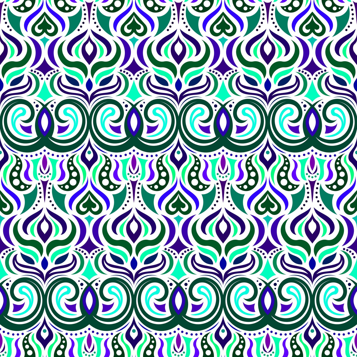 Turquoise - Blue - Purple Abstract Doodle Fabric 1009.7i