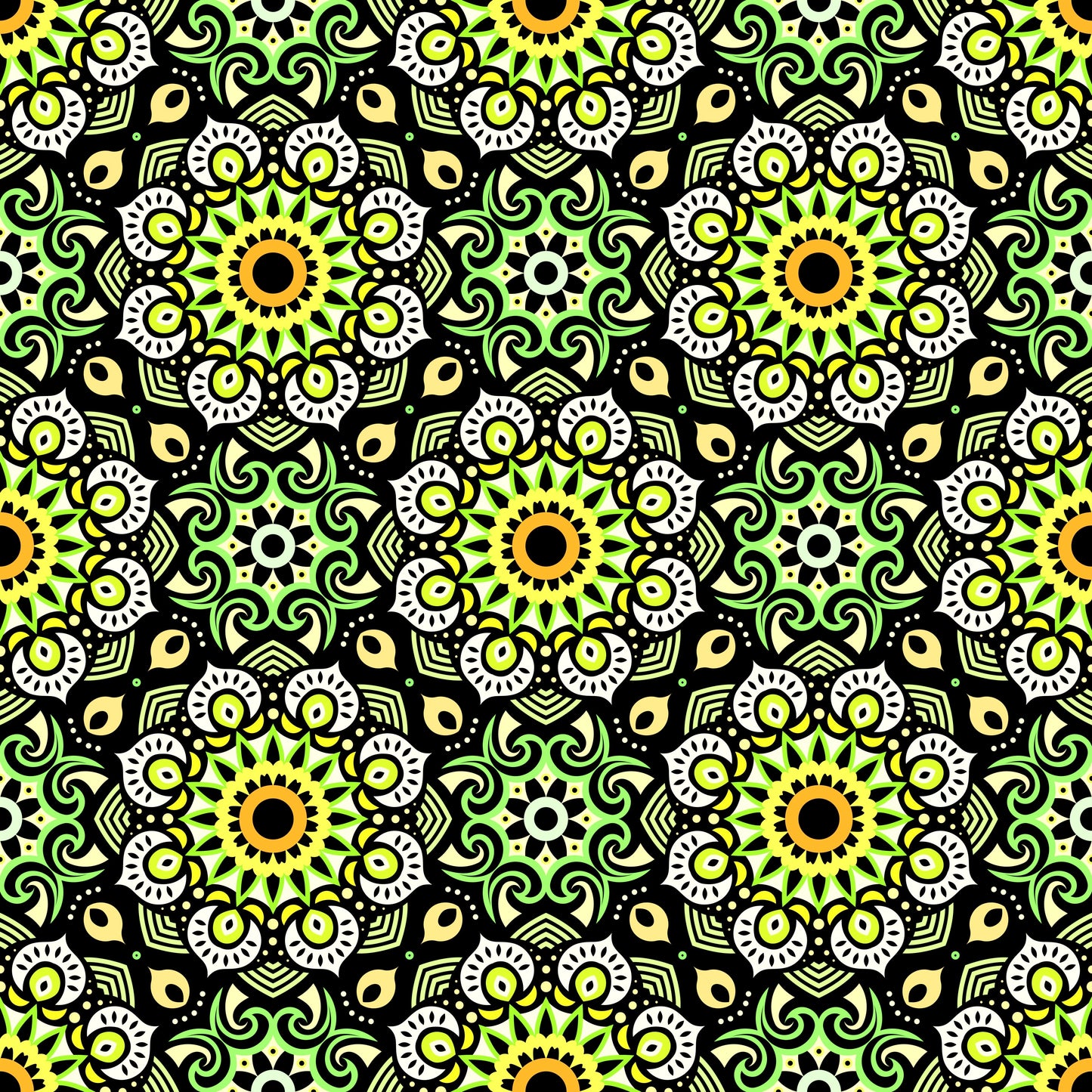 Yellow - Green Mandala Fabric - 193